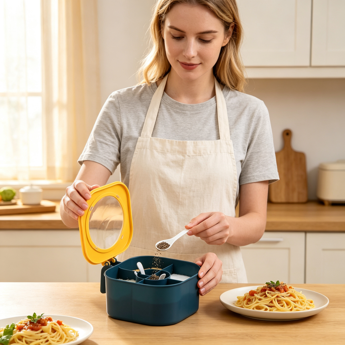 ๐ง Seasoning Organizer | Four-Compartment Storage | Everyday Kitchen Prep